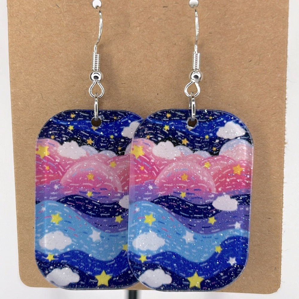 Sparkling 2D Acrylic Dangle Earrings Beautiful Design Fashion Jewelry